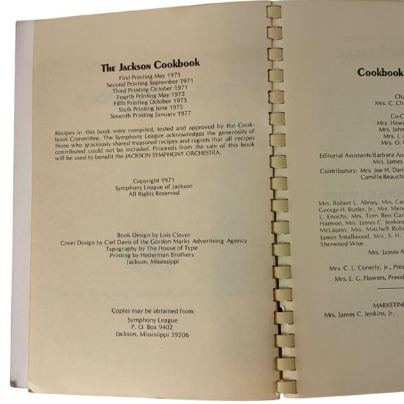 Vintage The Jackson Mississippi Cookbook Spiral-Bound 1977 Symphony League - Picture 4 of 11
